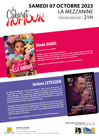 Cabaret humour du 7 octobre 2023 - Hinde Daoui / Jérôme Letessier