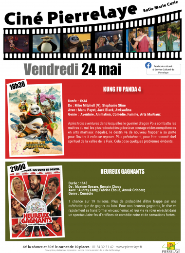 Kung Fu panda 4 et heureux gagnants à l'affiche de ciné Pierrelaye